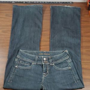 Mek Denim Seattle Flare Bell Bottom Flap Pockets Wide Leg Jeans 27" x‎ 34"